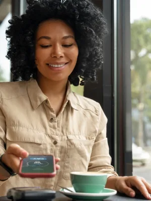 Woman using her Digital Wallets.