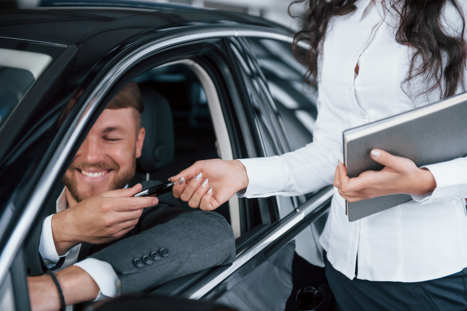 Man getting his car in a being a pre-approved for a car loan