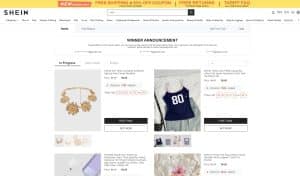 free products on shein website. 